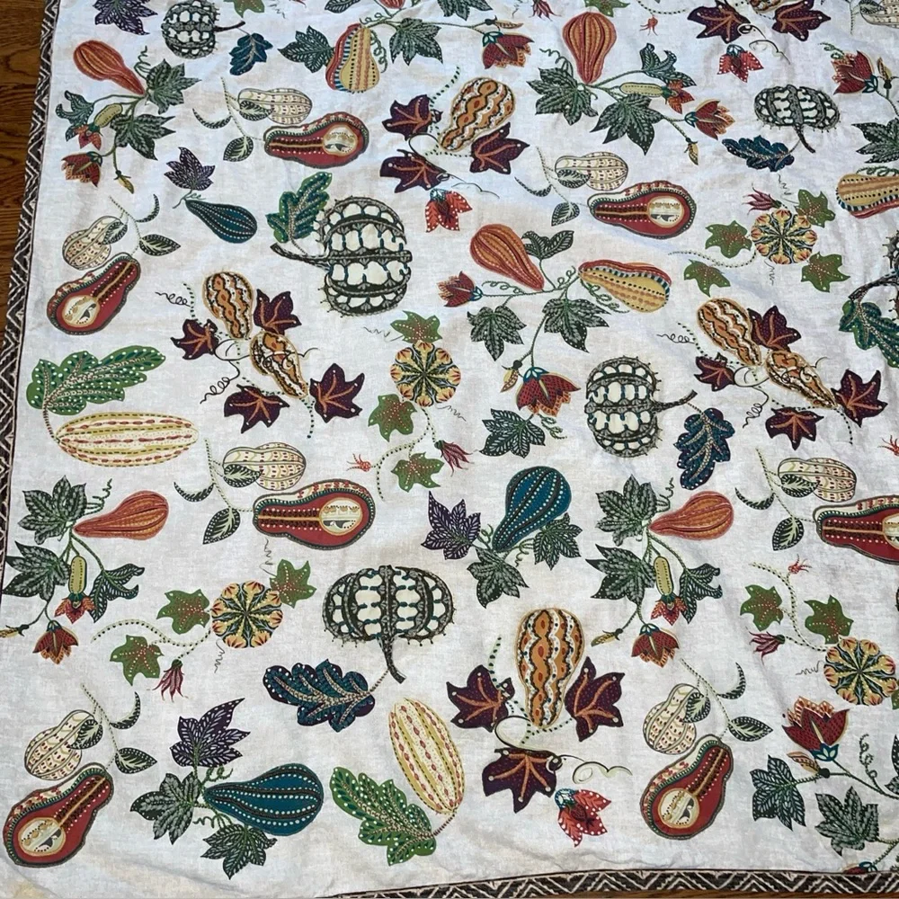 Pottery Barn Aldo Pumpkin Embroidered Table Throw Fall/Thanksgiving #1
